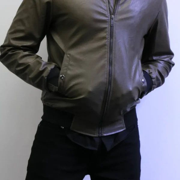 Premium Olive Leather Jacket for Men – ZAC