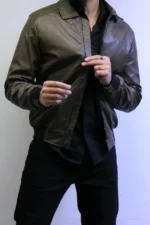 Premium Olive Leather Jacket for Men – ZAC - Image 3