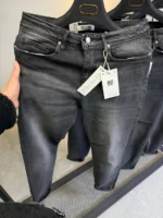 Stretch dark gray slim jeans for men , Modern Fit