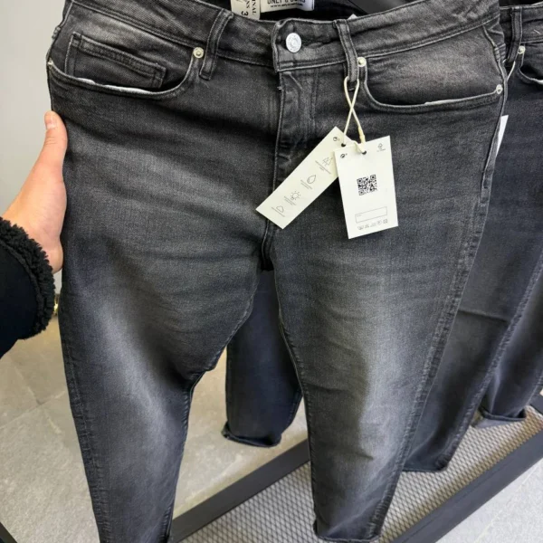 Stretch dark gray slim jeans for men , Modern Fit
