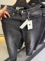 Stretch dark gray slim jeans for men , Modern Fit - Image 4