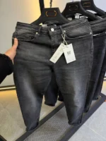 Stretch dark gray slim jeans for men , Modern Fit - Image 11
