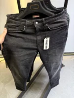 Stretch dark gray slim  jeans for men , Modern Fit - Image 4