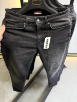 Stretch dark gray slim  jeans for men , Modern Fit - Image 9