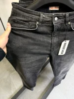 Stretch dark gray slim  jeans for men , Modern Fit - Image 6