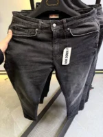 Stretch dark gray slim  jeans for men , Modern Fit