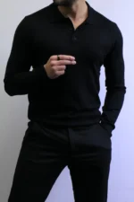 Men’s Knit Polo Shirt Long Sleeve – Slim Fit Elegant Style – ZACSTORE - Image 2
