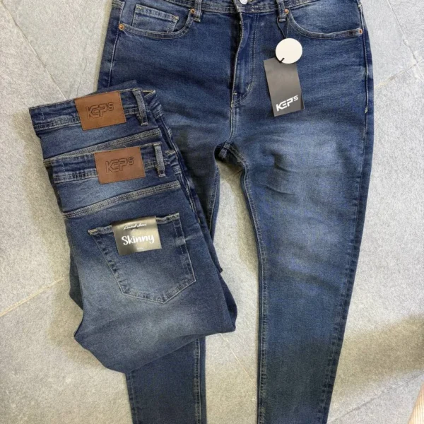 Stretch dark blue slim jeans for men , Modern Fit