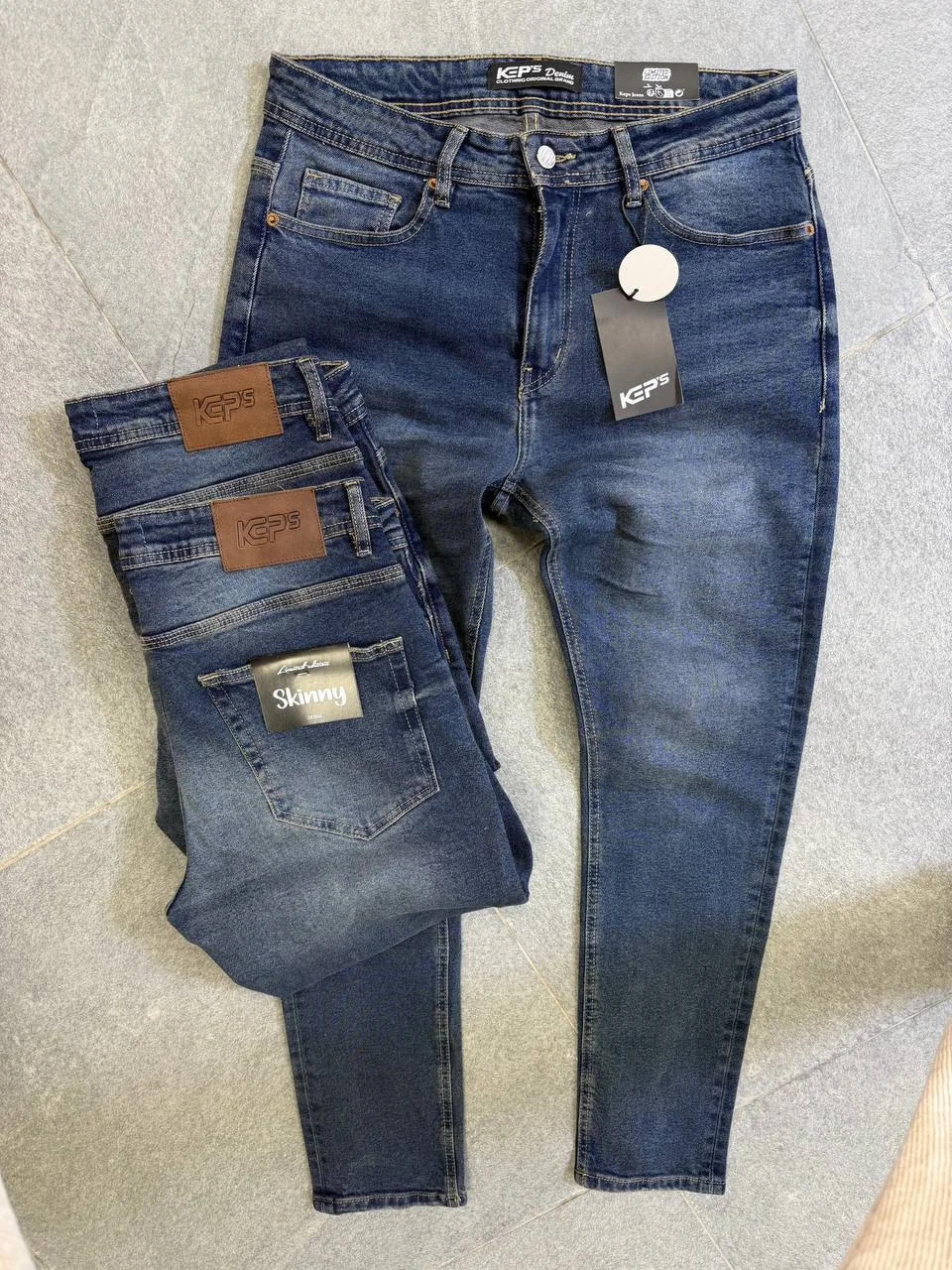 5803218699664690462 Stretch dark blue slim jeans for men , Modern Fit - Image 1