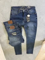 Stretch dark blue slim jeans for men , Modern Fit - Image 7