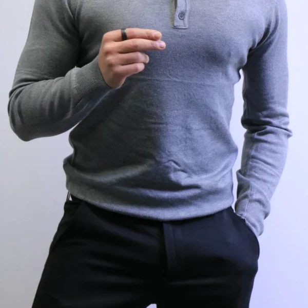 Men’s Knit Polo Shirt Long Sleeve – Slim Fit Elegant Style – ZAC