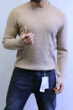 Men’s Slim Fit Waffle Knit Sweater – Premium Crew Neck - Image 2