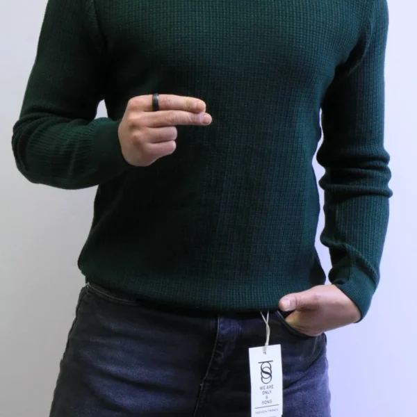 Men’s Slim Fit Waffle Knit Sweater – Premium Crew Neck