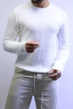 Men’s Slim Fit Waffle Knit Sweater – Premium Crew Neck - Image 7