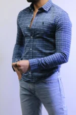 Men’s Slim Fit Checkered Shirt – Blue Casual Button-Up Shirt for Smart & Casual Wear - Image 17