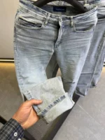 Basic Light Blue jeans straight for men , Modern Fit - Image 3