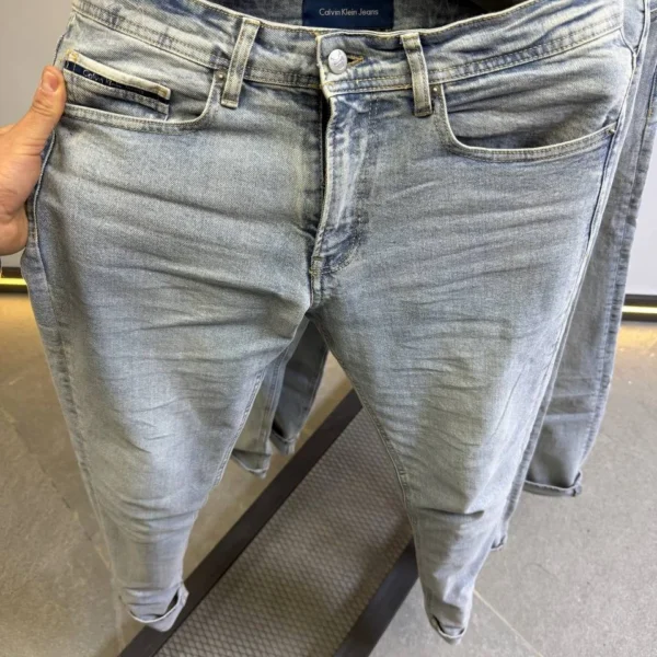 Stretch light blue slim jeans for men , Modern Fit