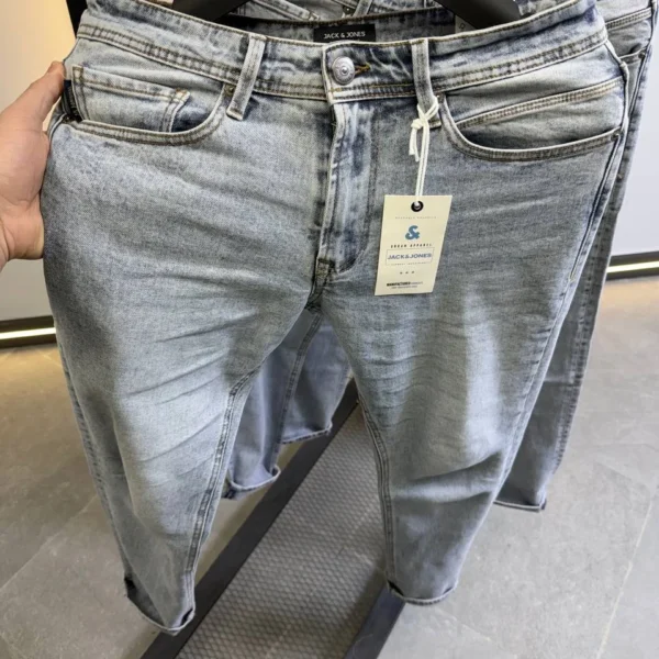 Men’s Light Blue straight  Fit Stretch Jeans – Basic Essential