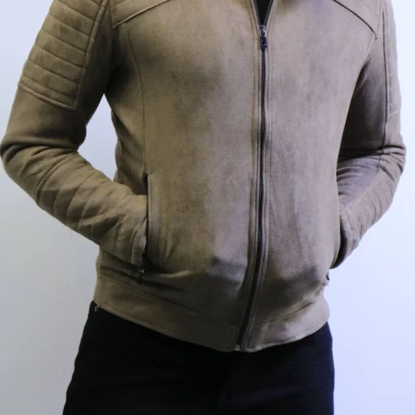 Men’s Slim Fit Suede Jacket – Premium Zip Design