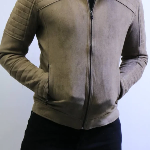 Men’s Slim Fit Suede Jacket – Premium Zip Design