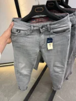 Basic Light gray jeans straight for men , Modern Fit - Image 13