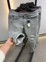 Basic Light gray jeans straight for men , Modern Fit - Image 3