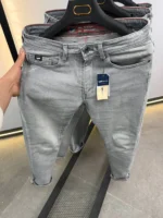 Basic Light gray jeans straight for men , Modern Fit - Image 8