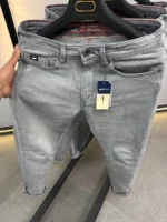 Basic Light gray jeans straight for men , Modern Fit - Image 7