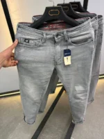 Basic Light gray jeans straight for men , Modern Fit - Image 6