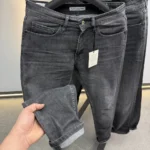 Stretch dark gray slim jeans for men , Modern Fit