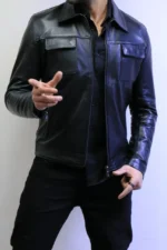 Black Leather Jacket – jacket leather 100 % Style ZACSTORE ref b6 - Image 2
