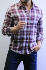 Men’s Slim Fit Checkered Shirt – Blue Casual Button-Up Shirt for Smart & Casual Wear - Image 6