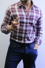 Men’s Slim Fit Checkered Shirt – Blue Casual Button-Up Shirt for Smart & Casual Wear - Image 30