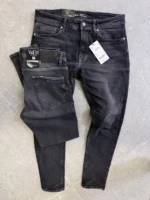 Stretch dark gray slim jeans for men , Modern Fit