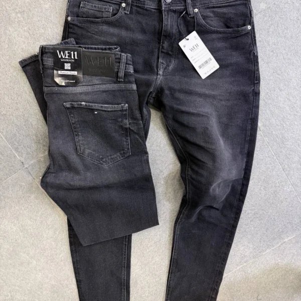 Stretch dark gray slim jeans for men , Modern Fit