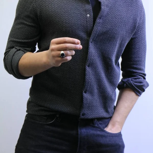 Men’s Slim Fit Checkered Shirt – Blue Casual Button-Up Shirt for Smart & Casual Wear