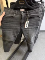 Stretch dark gray slim jeans for men , Modern Fit