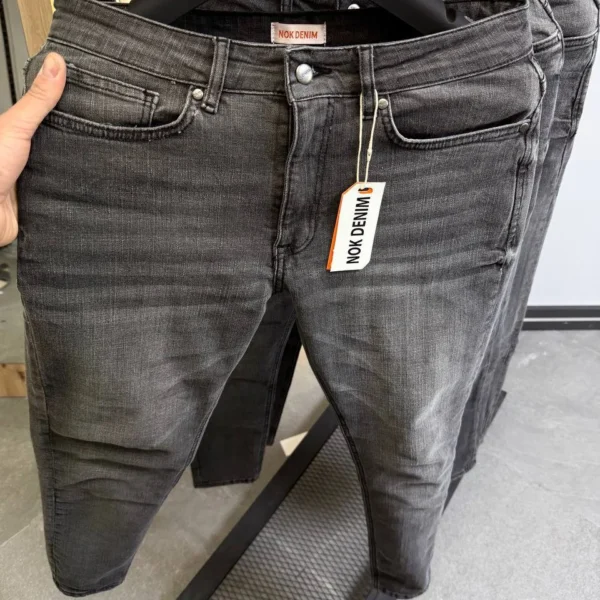 Stretch dark gray slim jeans for men , Modern Fit