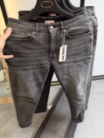 Stretch dark gray slim jeans for men , Modern Fit - Image 2