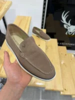 Men’s Suede Loafers – Casual Slip-On Shoes | Elegant & Comfortable (Navy & Beige)