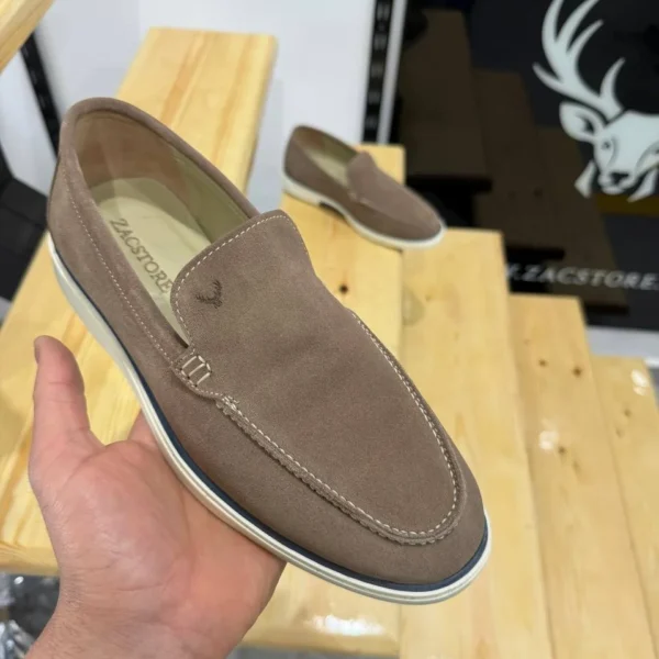 Men’s Suede Loafers – Casual Slip-On Shoes | Elegant & Comfortable (Navy & Beige)