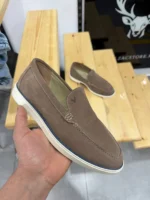 Men’s Suede Loafers – Casual Slip-On Shoes | Elegant & Comfortable (Navy & Beige) - Image 2