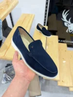 Men’s Suede Loafers – Casual Slip-On Shoes | Elegant & Comfortable (Navy & Beige) - Image 14