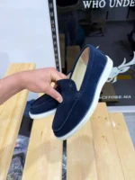 Men’s Suede Loafers – Casual Slip-On Shoes | Elegant & Comfortable (Navy & Beige) - Image 13