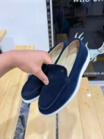 Men’s Suede Loafers – Casual Slip-On Shoes | Elegant & Comfortable (Navy & Beige) - Image 4