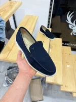 Men’s Suede Loafers – Casual Slip-On Shoes | Elegant & Comfortable (Navy & Beige) - Image 5