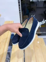 Men’s Suede Loafers – Casual Slip-On Shoes | Elegant & Comfortable (Navy & Beige) - Image 6