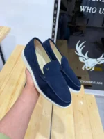 Men’s Suede Loafers – Casual Slip-On Shoes | Elegant & Comfortable (Navy & Beige) - Image 7