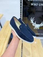 Men’s Suede Loafers – Casual Slip-On Shoes | Elegant & Comfortable (Navy & Beige) - Image 8