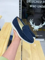 Men’s Suede Loafers – Casual Slip-On Shoes | Elegant & Comfortable (Navy & Beige) - Image 23